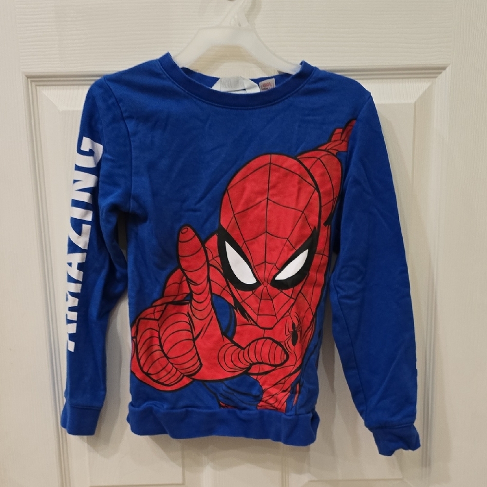 H&M Kids Amazing Spider-Man Blue Long Sleeve Plush Sweatshirt 6/7